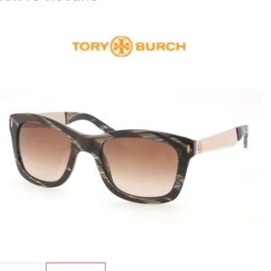Tory Burch TY 7042 Black Horn Brown Gradient Sunglasses w/ Case